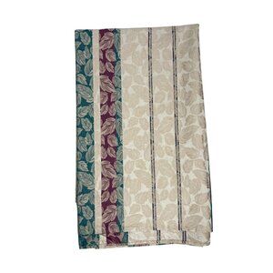 Vintage 90's Fashion Industries Fall Leaves Tablecloth Gold Teal Burgundy 60x95